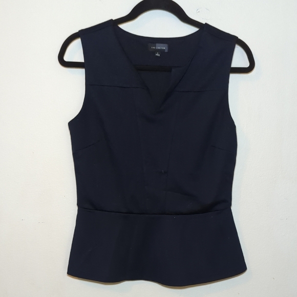 The Limited Tops - The Limited Navy Blue Sleeveless Peplum Blouse with Stretch Women's Size S